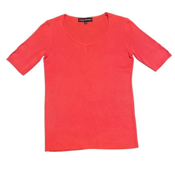 Catherine Malandrino Keyhole Cut Out Short Sleeve Sweater Size S - Picture 2 of 10